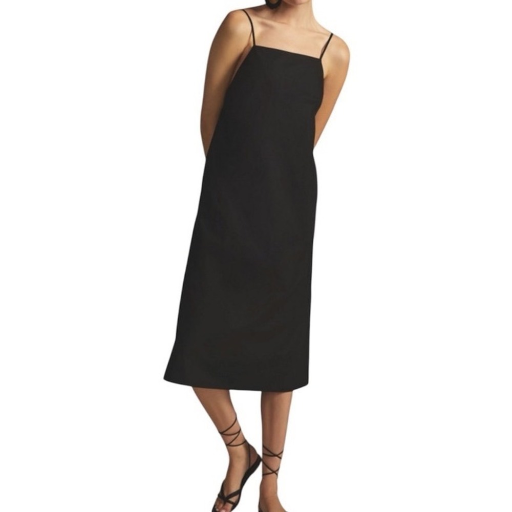 Sunday in Brooklyn Midi Dress Womens Small Black Good Cotton Poplin Open Back